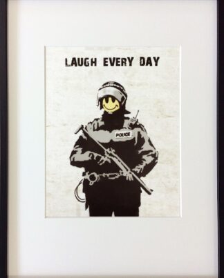 Banksy Laugh every day gerahmt